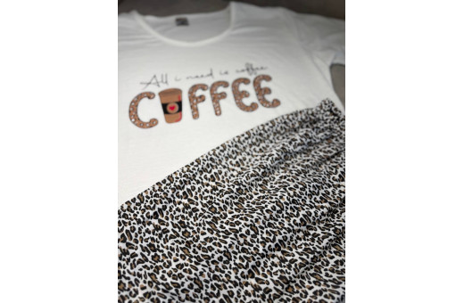 Піжама жіноча, домашній костюм футболка та шорти Coffee котон