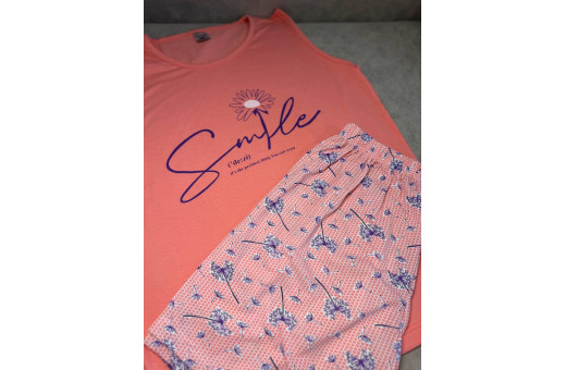 Жіноча піжама , майка та шорти Smile котон Жіноча піжама , майка та шорти Smile котон