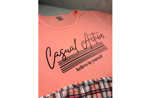 Піжама жіноча, футболка та шорти Casual рожева котон