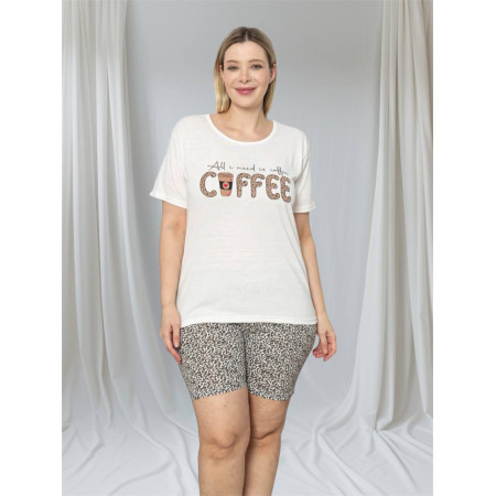 Піжама жіноча, домашній костюм футболка та шорти Coffee котон