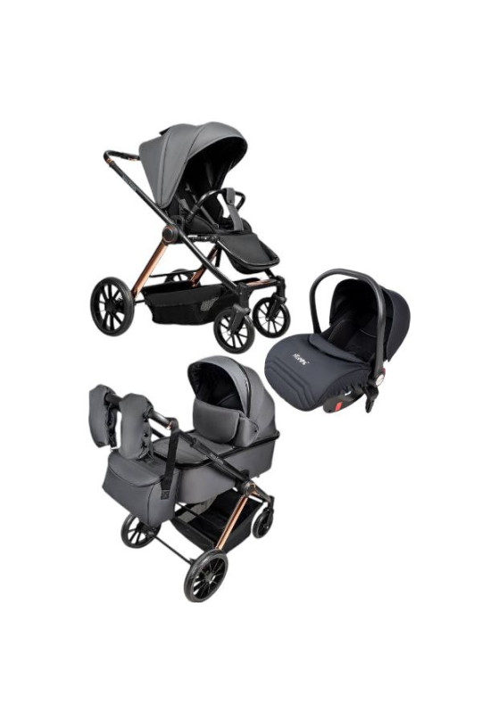  Дитяча коляска 3в1 Ninos Estrella Grey Gold